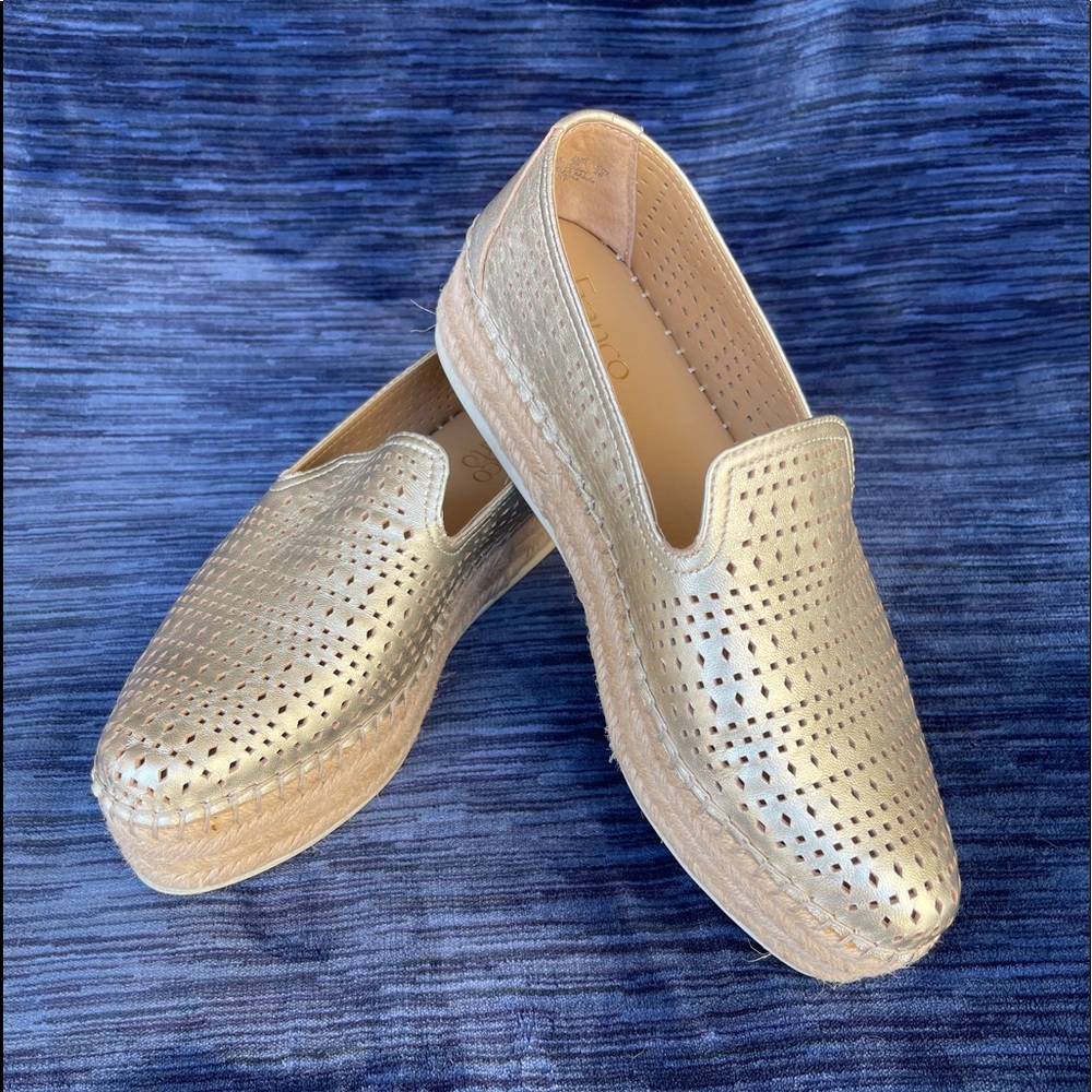 Franco Sarto Leather Gold Platform Sneakes Size 9